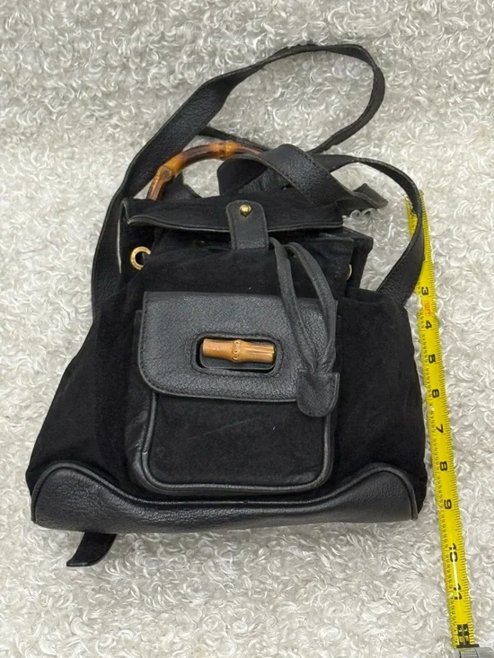 Gucci Mini Bamboo Backpack in Black Suede Leather - Picture 9 of 16
